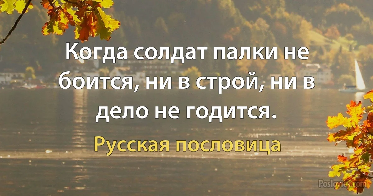 Когда солдат палки не боится, ни в строй, ни в дело не годится. (Русская пословица)