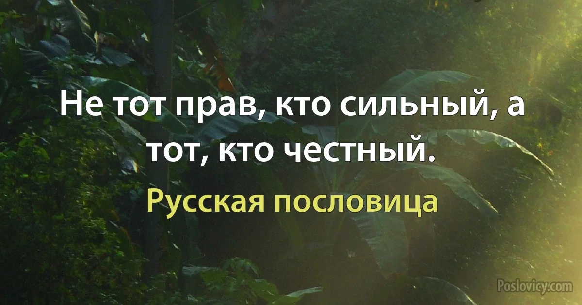 Не тот прав, кто сильный, а тот, кто честный. (Русская пословица)