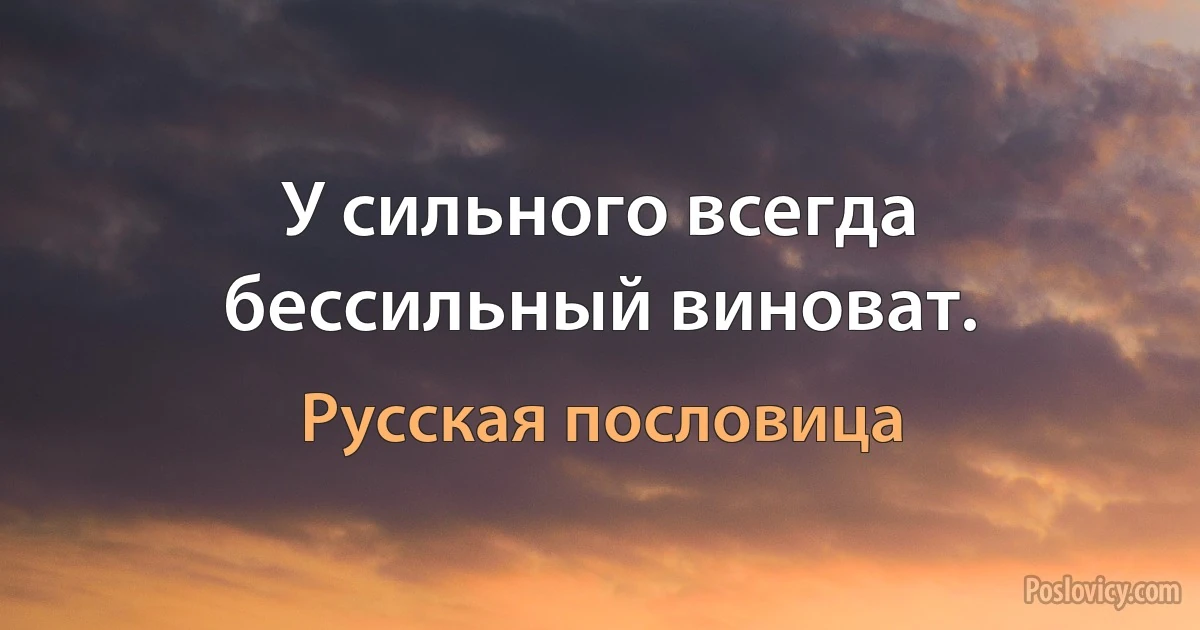 У сильного всегда бессильный виноват. (Русская пословица)