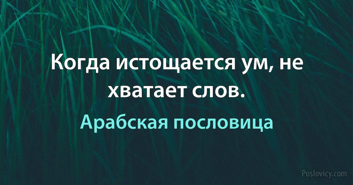 Когда истощается ум, не хватает слов. (Арабская пословица)