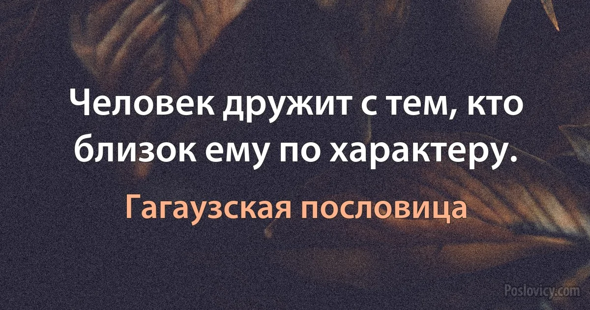 Человек дружит с тем, кто близок ему по характеру. (Гагаузская пословица)