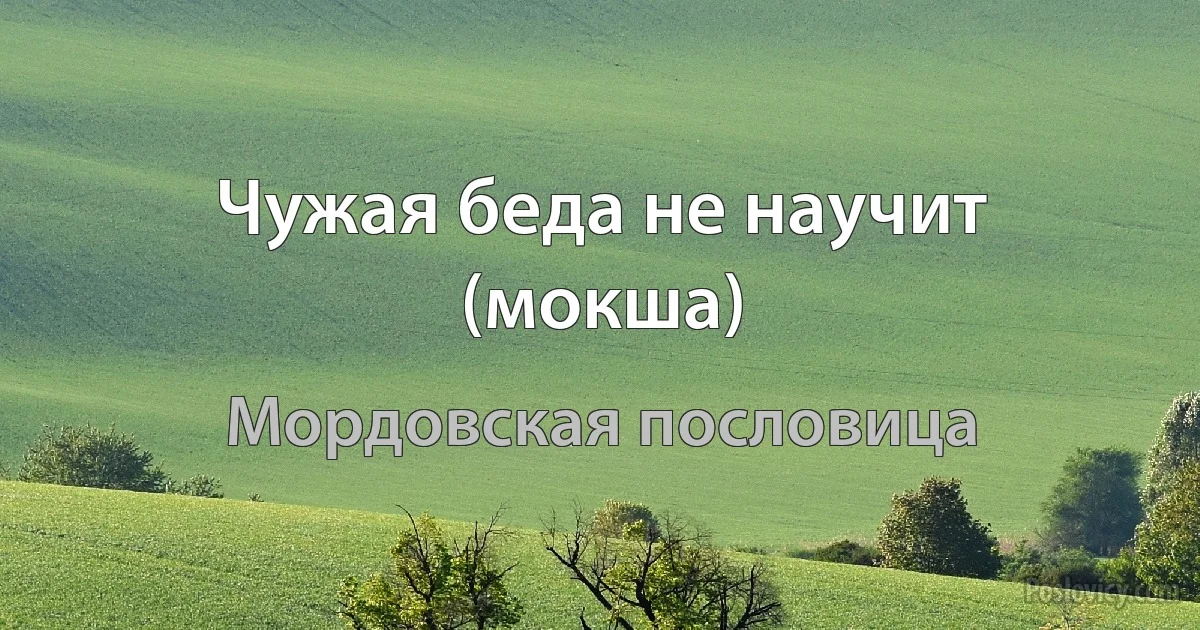 Чужая беда не научит (мокша) (Мордовская пословица)