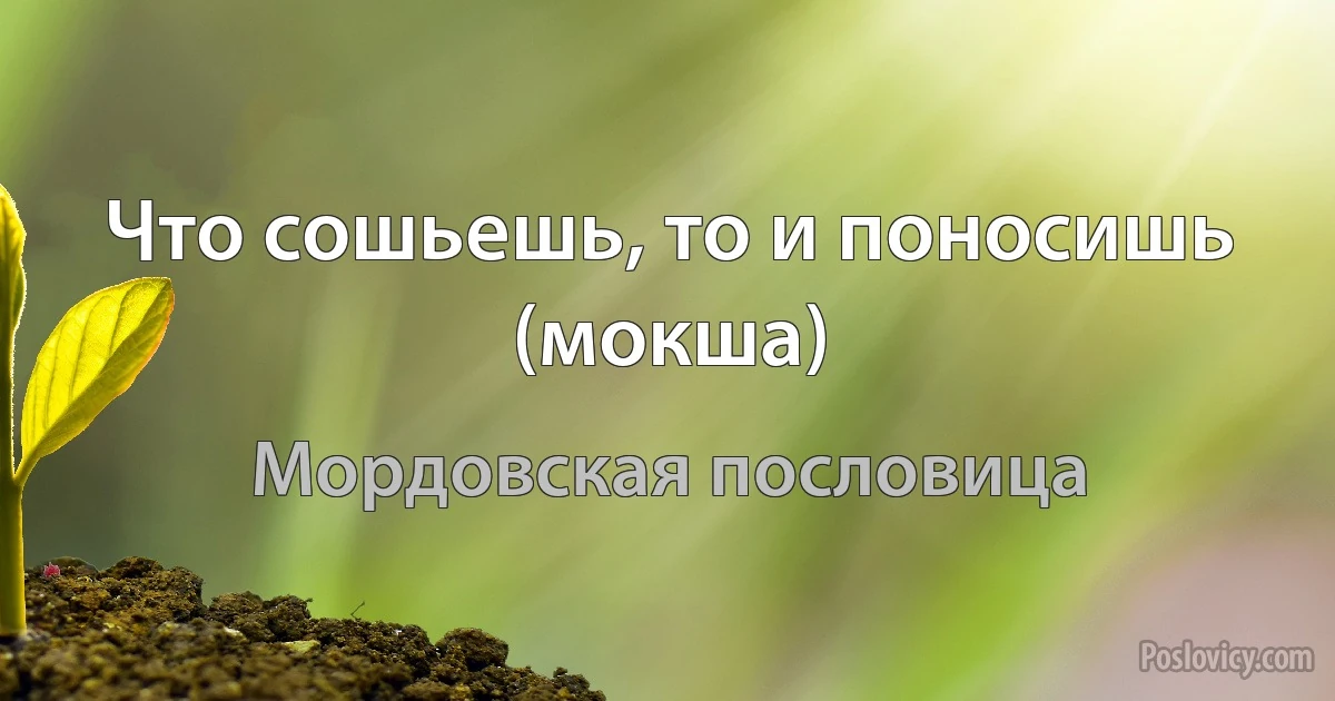 Что сошьешь, то и поносишь (мокша) (Мордовская пословица)