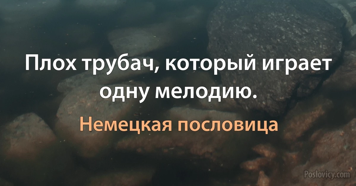 Плох трубач, который играет одну мелодию. (Немецкая пословица)