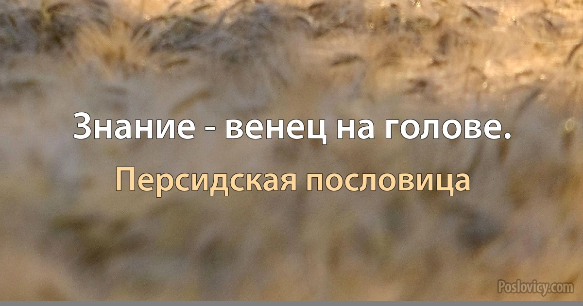 Знание - венец на голове. (Персидская пословица)