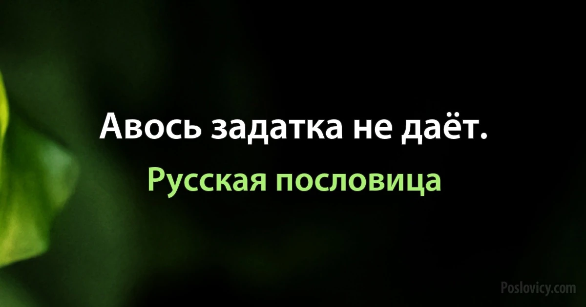 Авось задатка не даёт. (Русская пословица)