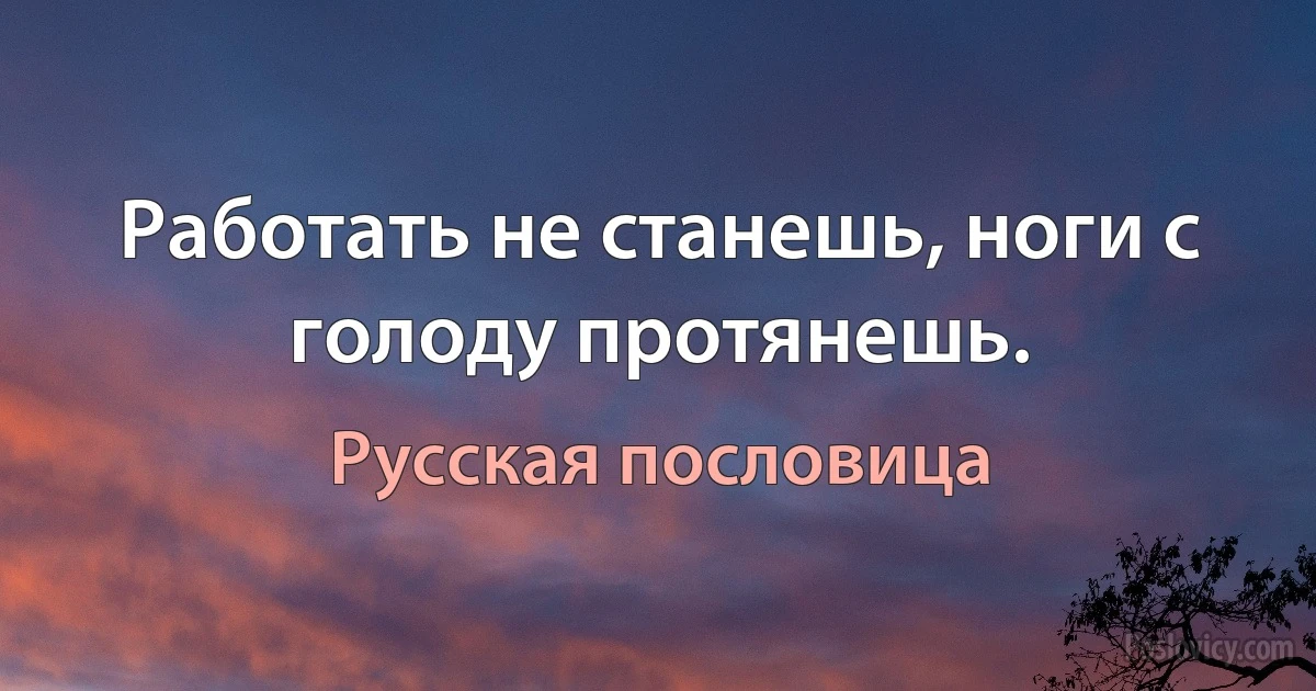 Работать не станешь, ноги с голоду протянешь. (Русская пословица)