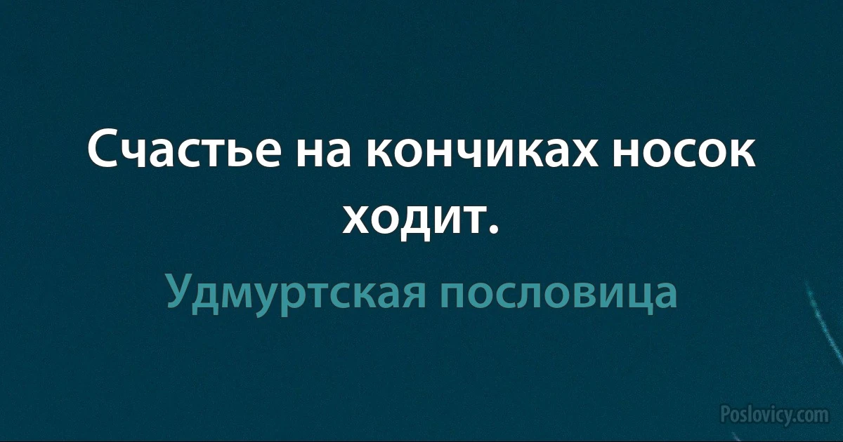 Счастье на кончиках носок ходит. (Удмуртская пословица)