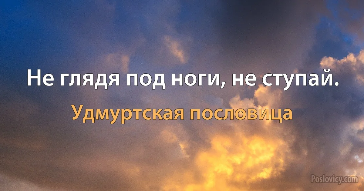 Не глядя под ноги, не ступай. (Удмуртская пословица)