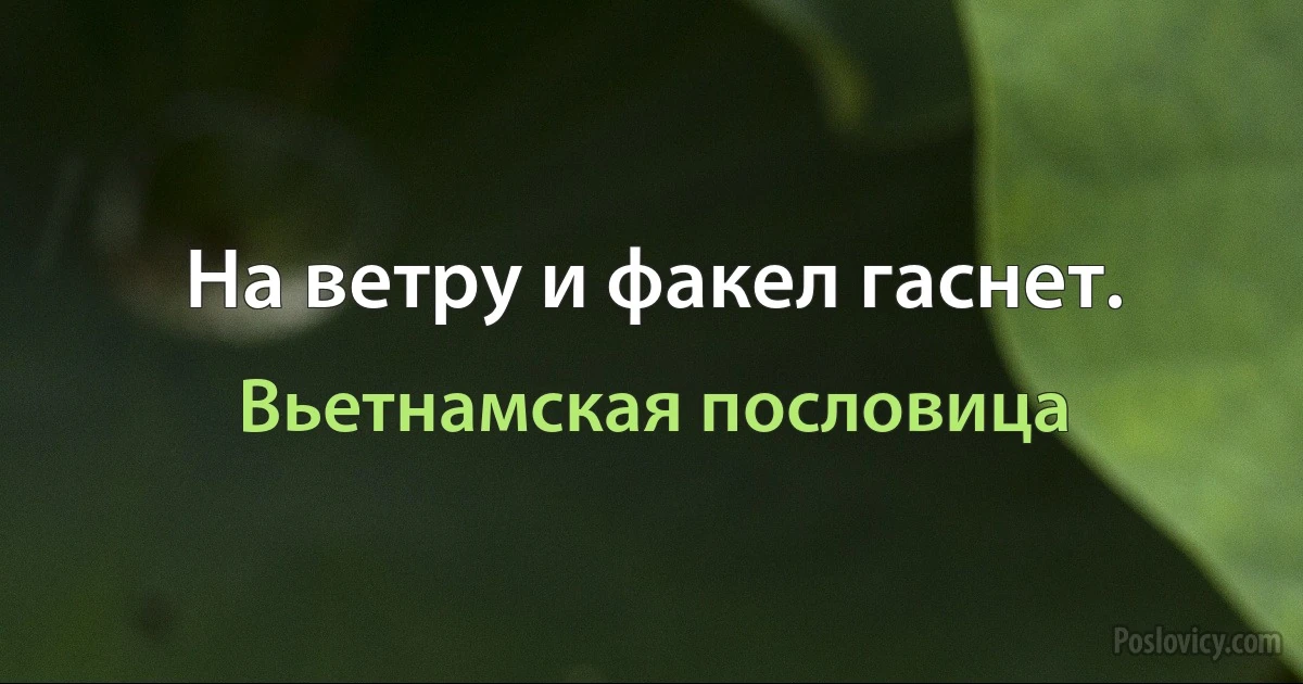 На ветру и факел гаснет. (Вьетнамская пословица)