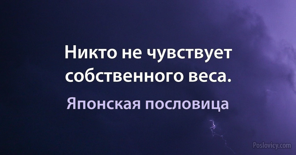 Никто не чувствует собственного веса. (Японская пословица)