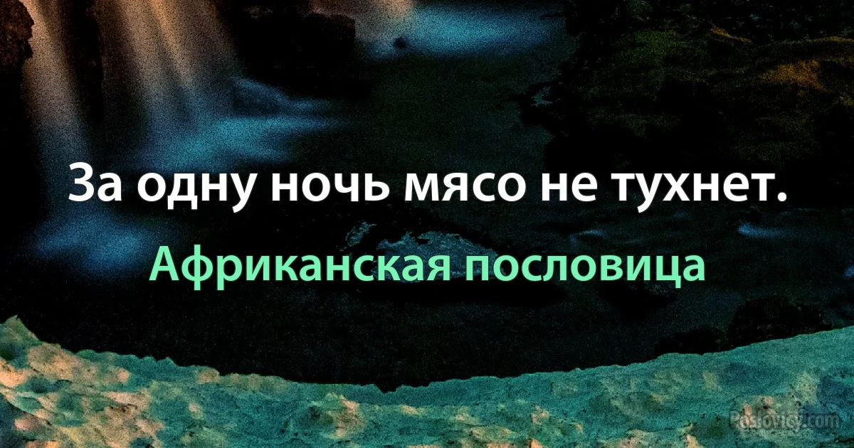 За одну ночь мясо не тухнет. (Африканская пословица)