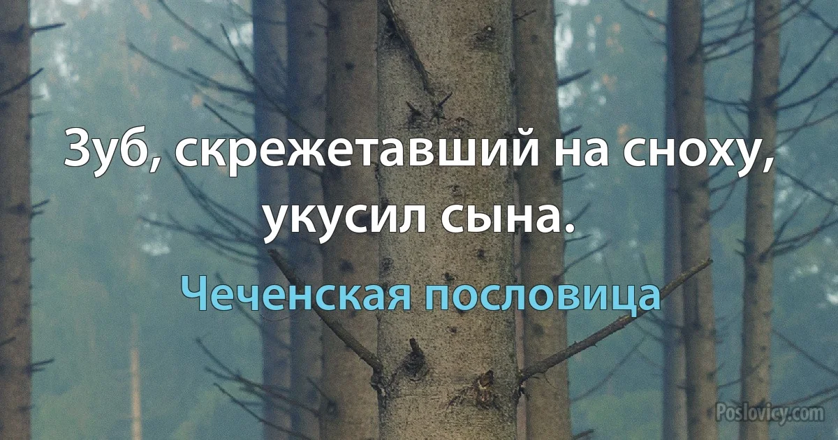 Зуб, скрежетавший на сноху, укусил сына. (Чеченская пословица)