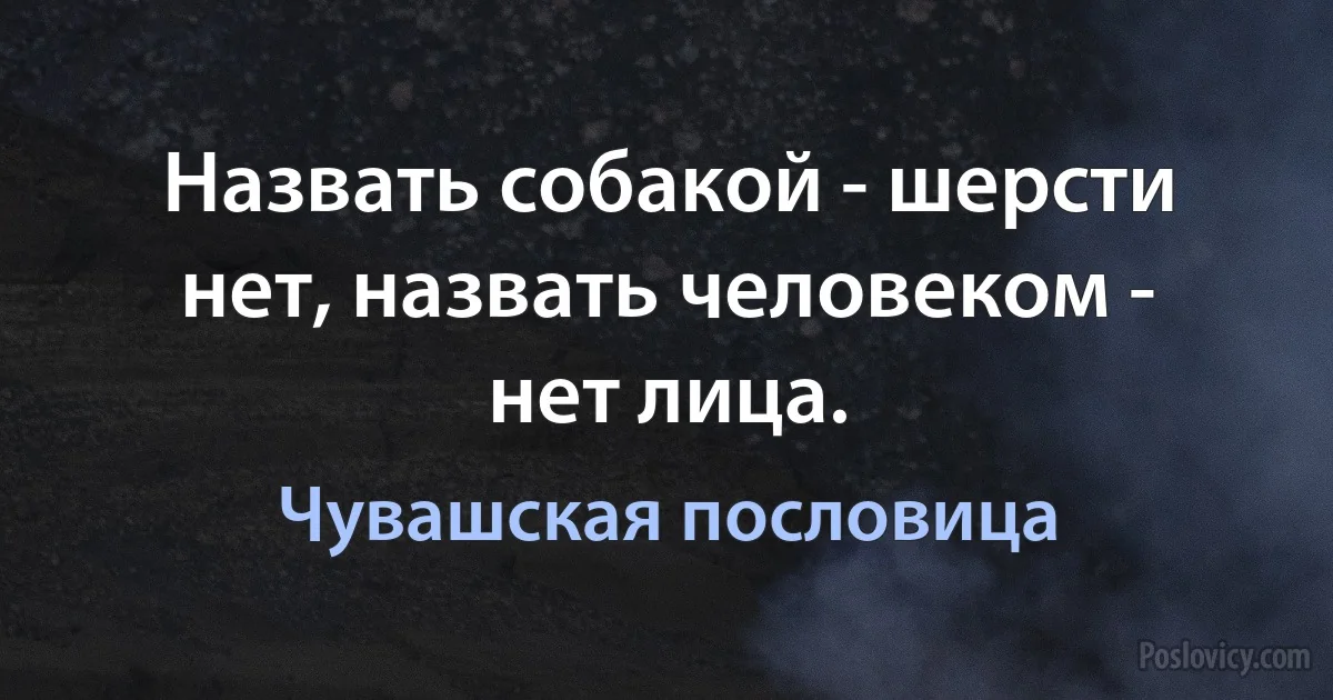 Назвать собакой - шерсти нет, назвать человеком - нет лица. (Чувашская пословица)