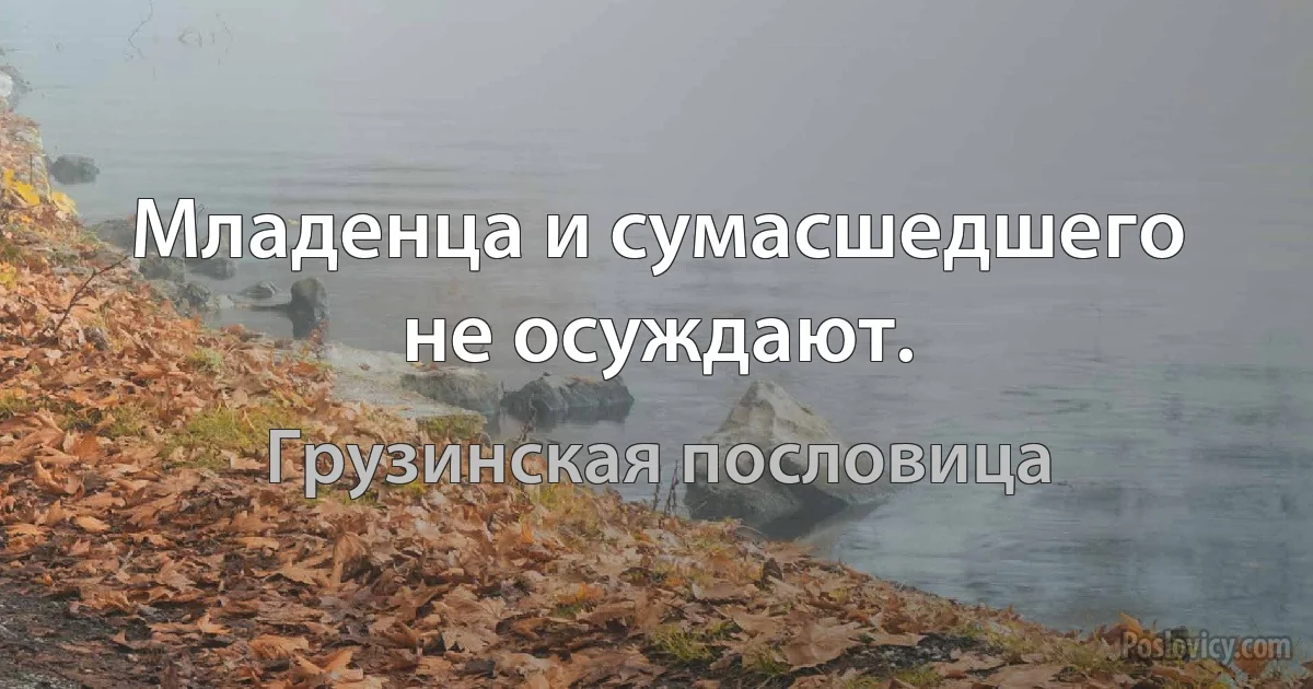 Младенца и сумасшедшего не осуждают. (Грузинская пословица)