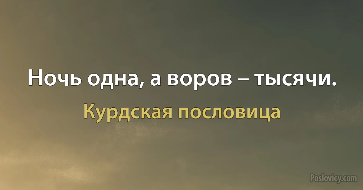 Ночь одна, а воров – тысячи. (Курдская пословица)