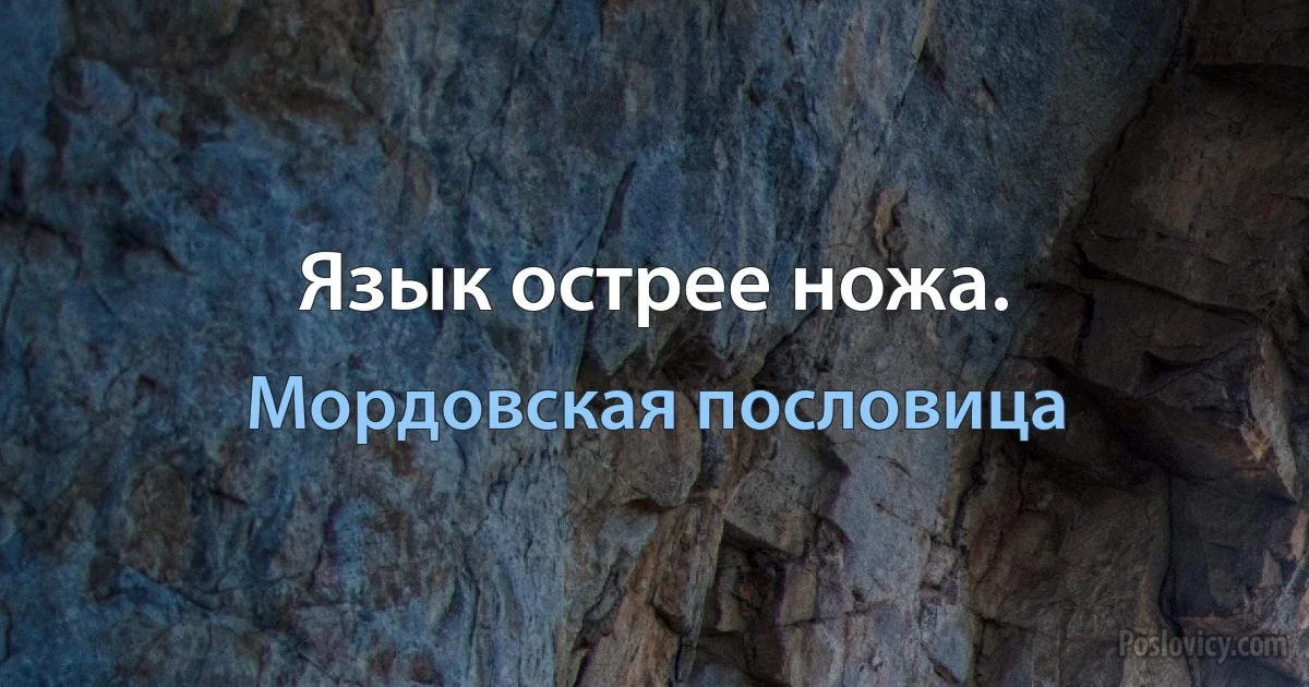 Язык острее ножа. (Мордовская пословица)