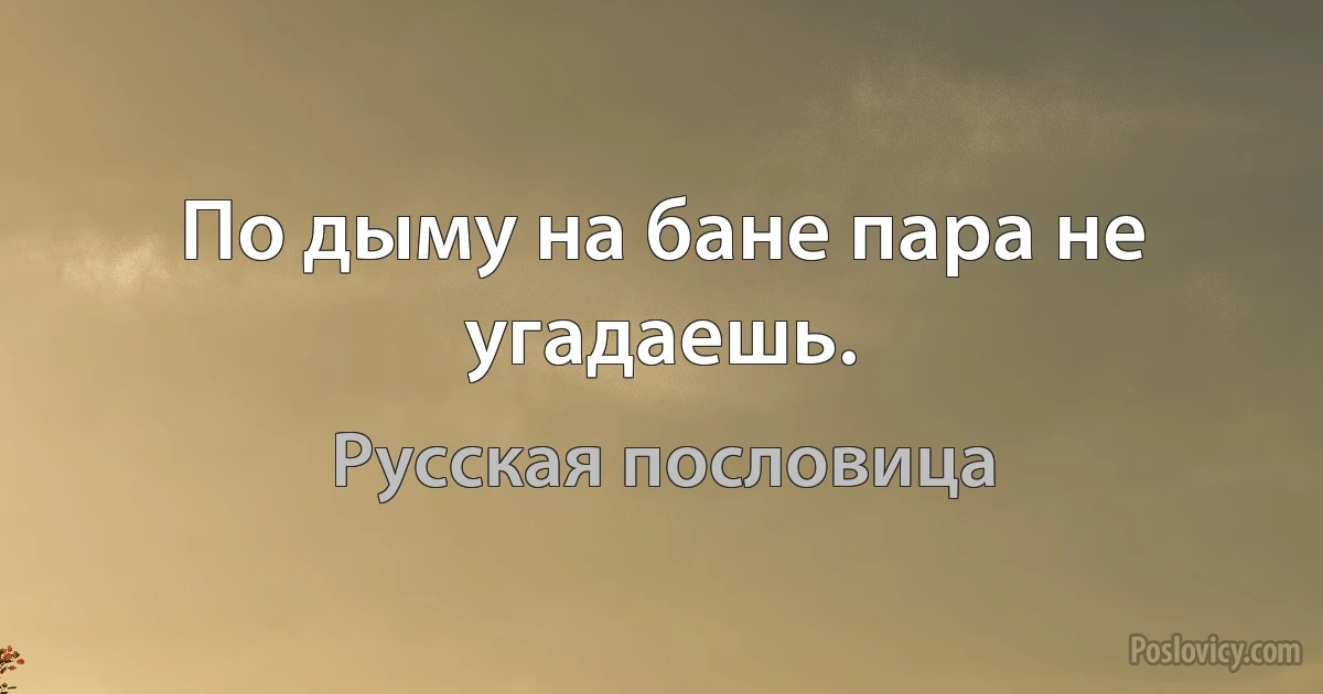 По дыму на бане пара не угадаешь. (Русская пословица)