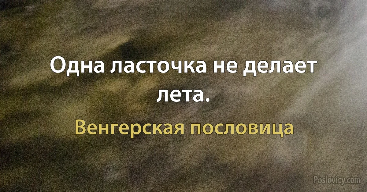 Одна ласточка не делает лета. (Венгерская пословица)