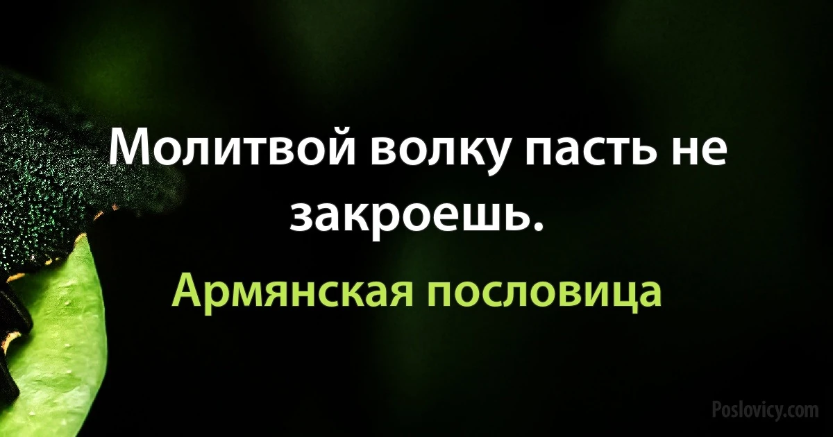 Молитвой волку пасть не закроешь. (Армянская пословица)