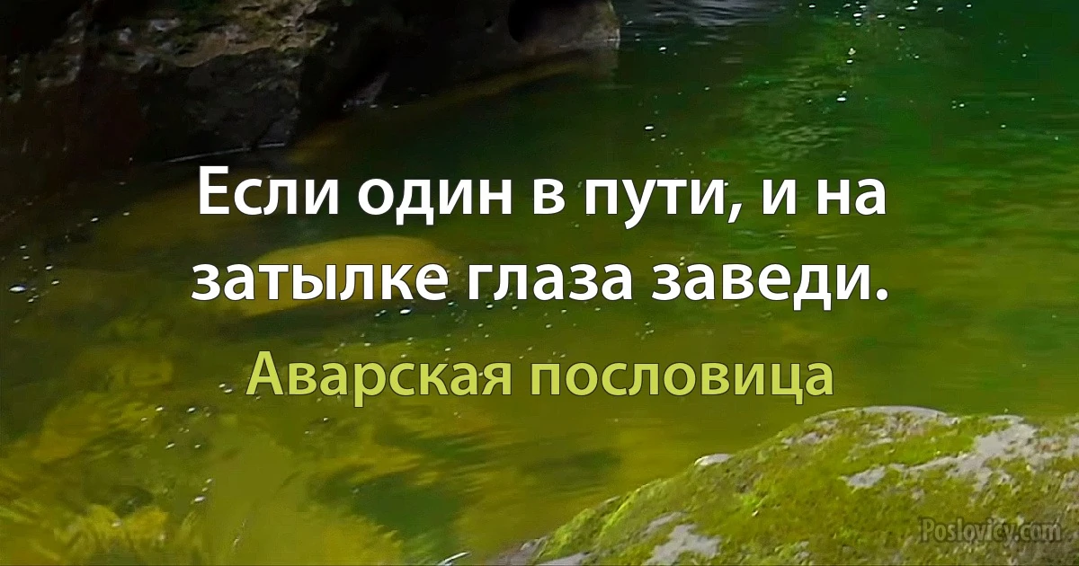 Если один в пути, и на затылке глаза заведи. (Аварская пословица)