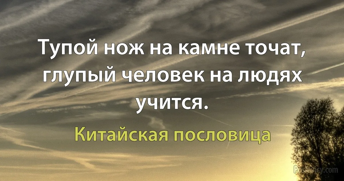 Тупой нож на камне точат, глупый человек на людях учится. (Китайская пословица)