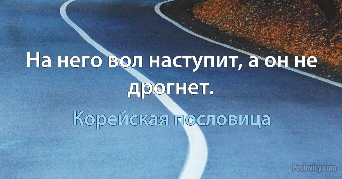 На него вол наступит, а он не дрогнет. (Корейская пословица)