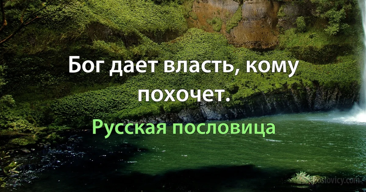 Бог дает власть, кому похочет. (Русская пословица)