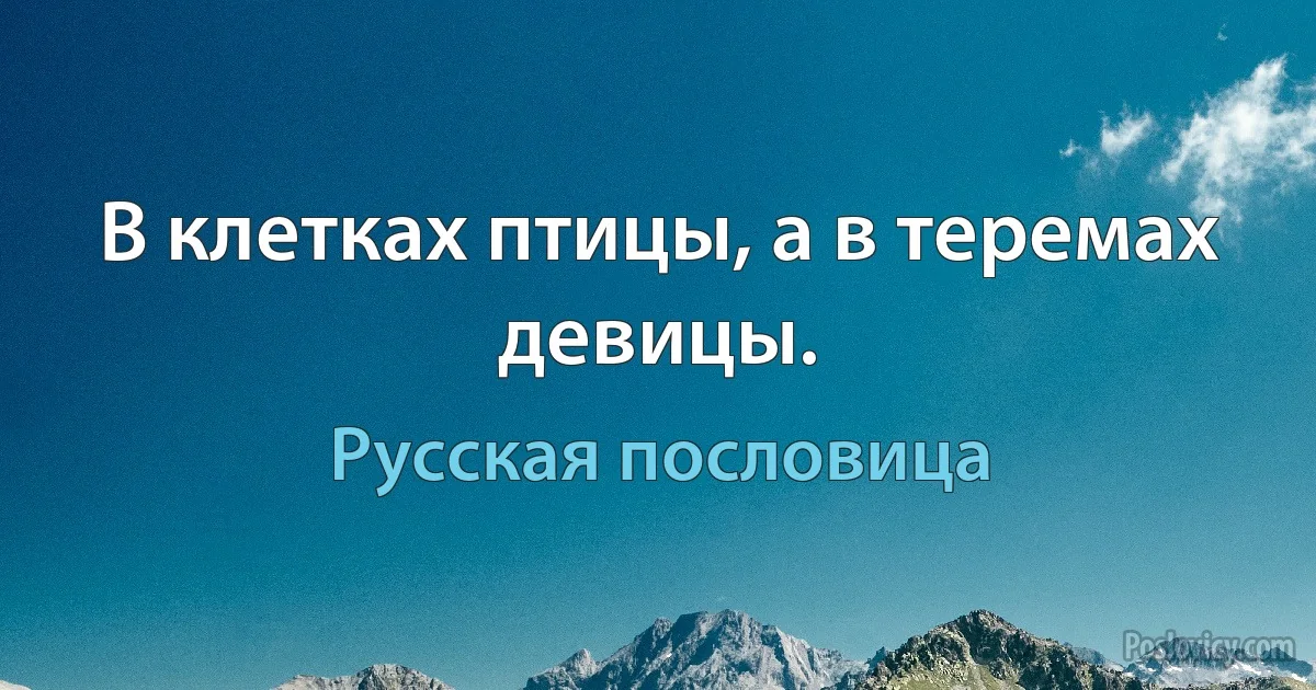 В клетках птицы, а в теремах девицы. (Русская пословица)