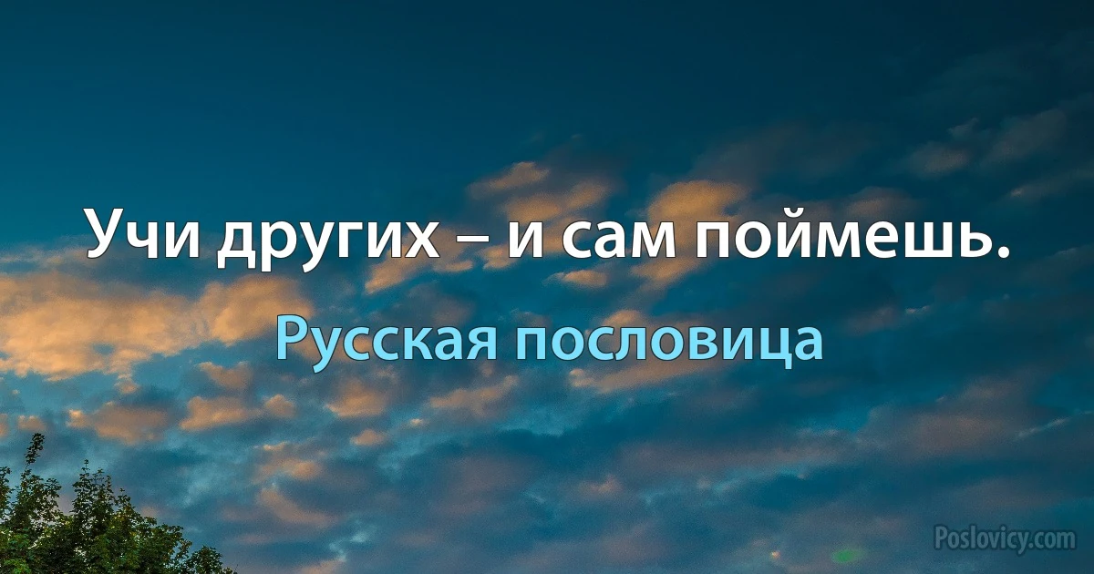 Учи других – и сам поймешь. (Русская пословица)