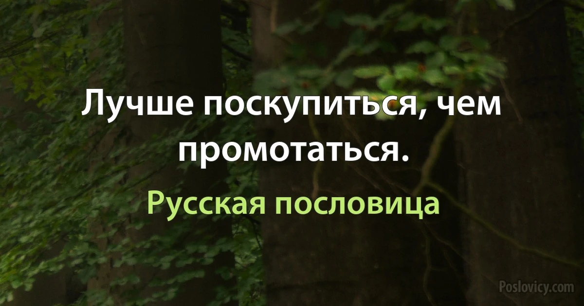 Лучше поскупиться, чем промотаться. (Русская пословица)