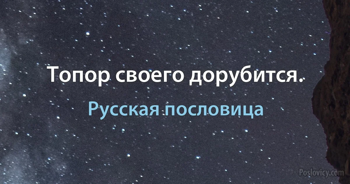 Топор своего дорубится. (Русская пословица)