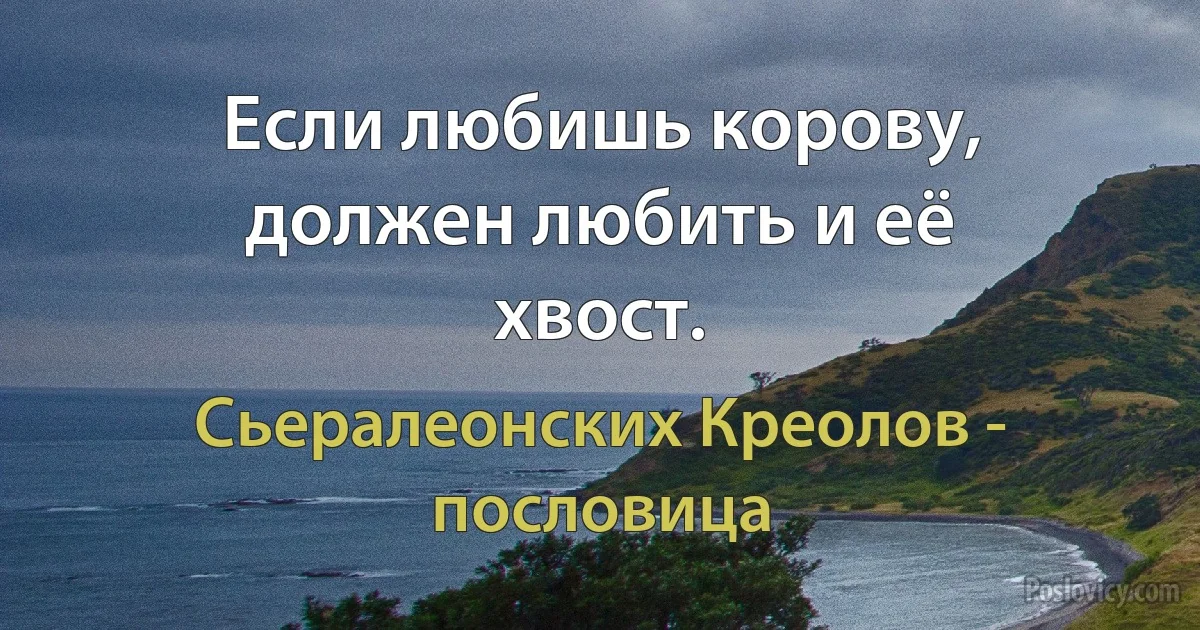 Если любишь корову, должен любить и её хвост. (Сьералеонских Креолов - пословица)