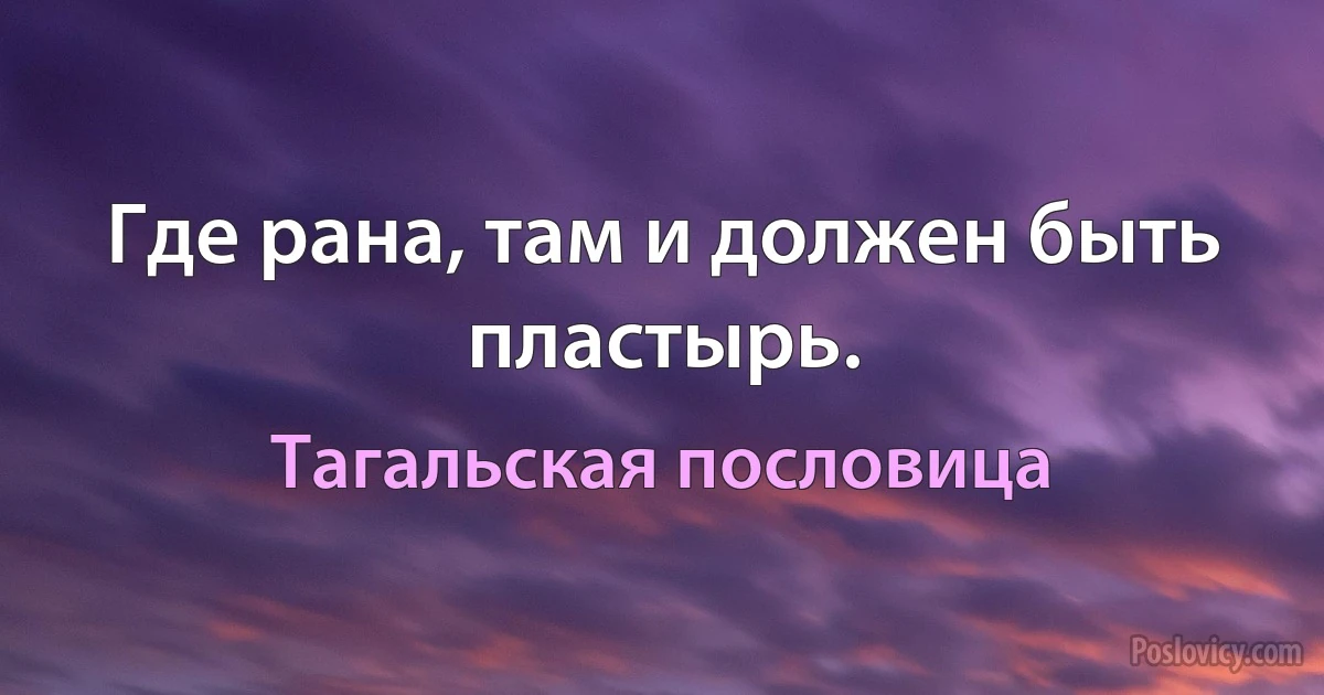 Где рана, там и должен быть пластырь. (Тагальская пословица)