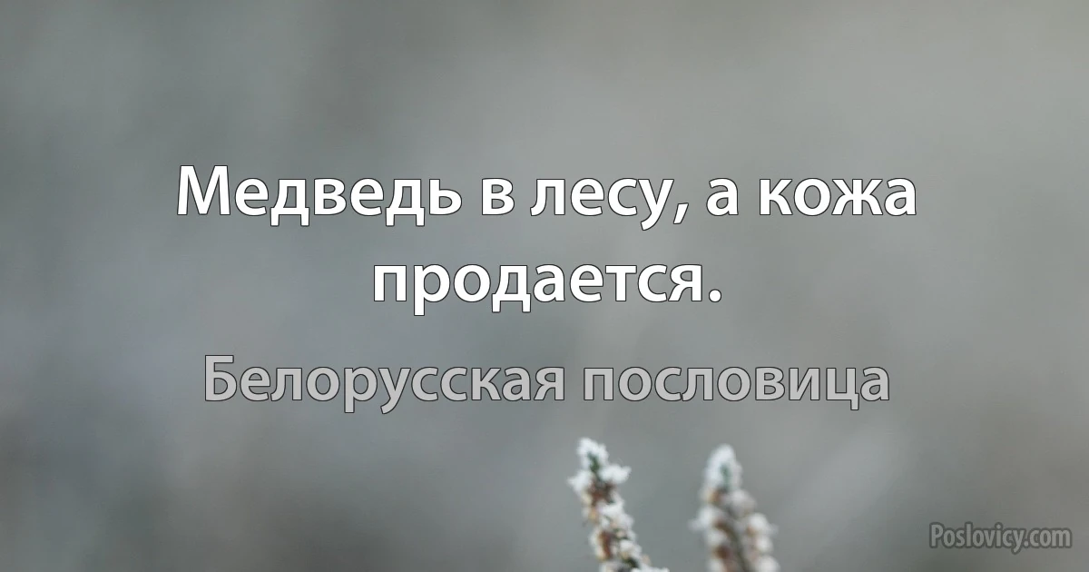 Медведь в лесу, а кожа продается. (Белорусская пословица)