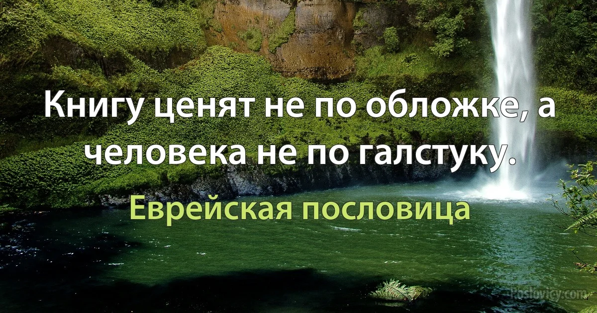 Книгу ценят не по обложке, а человека не по галстуку. (Еврейская пословица)