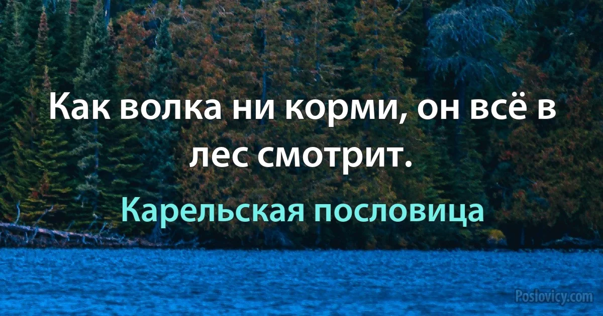 Как волка ни корми, он всё в лес смотрит. (Карельская пословица)