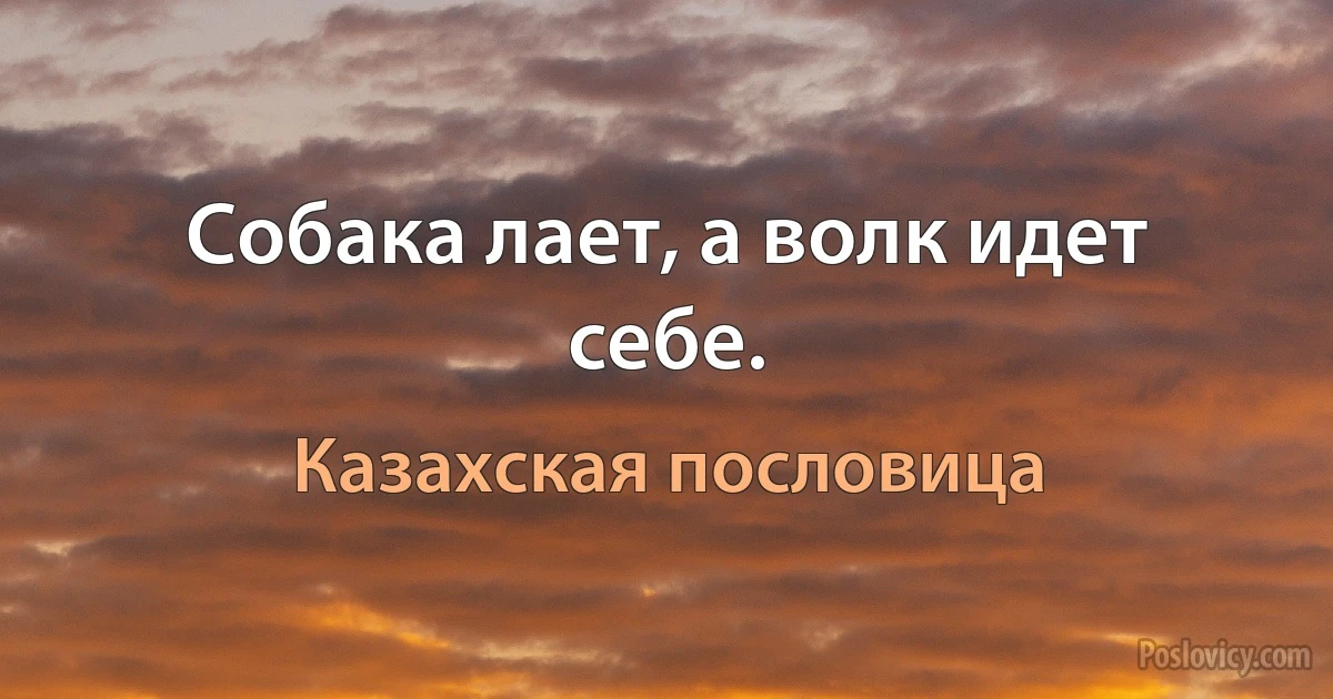 Собака лает, а волк идет себе. (Казахская пословица)