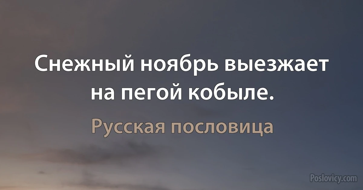 Снежный ноябрь выезжает на пегой кобыле. (Русская пословица)