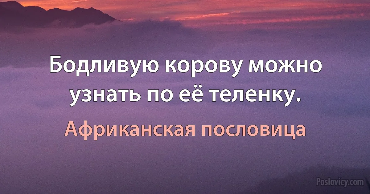 Бодливую корову можно узнать по её теленку. (Африканская пословица)