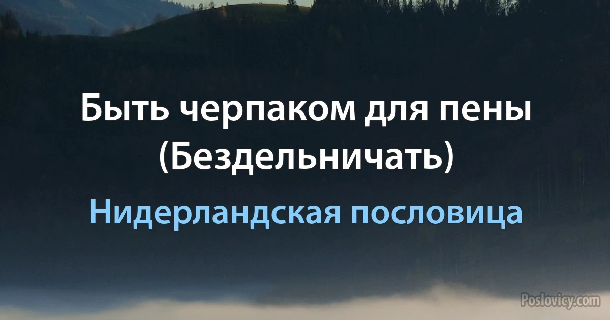 Быть черпаком для пены (Бездельничать) (Нидерландская пословица)