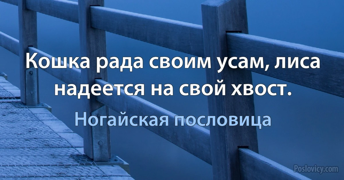 Кошка рада своим усам, лиса надеется на свой хвост. (Ногайская пословица)