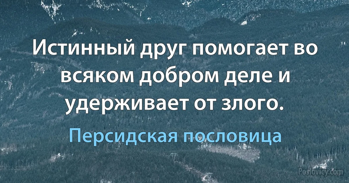 Истинный друг помогает во всяком добром деле и удерживает от злого. (Персидская пословица)