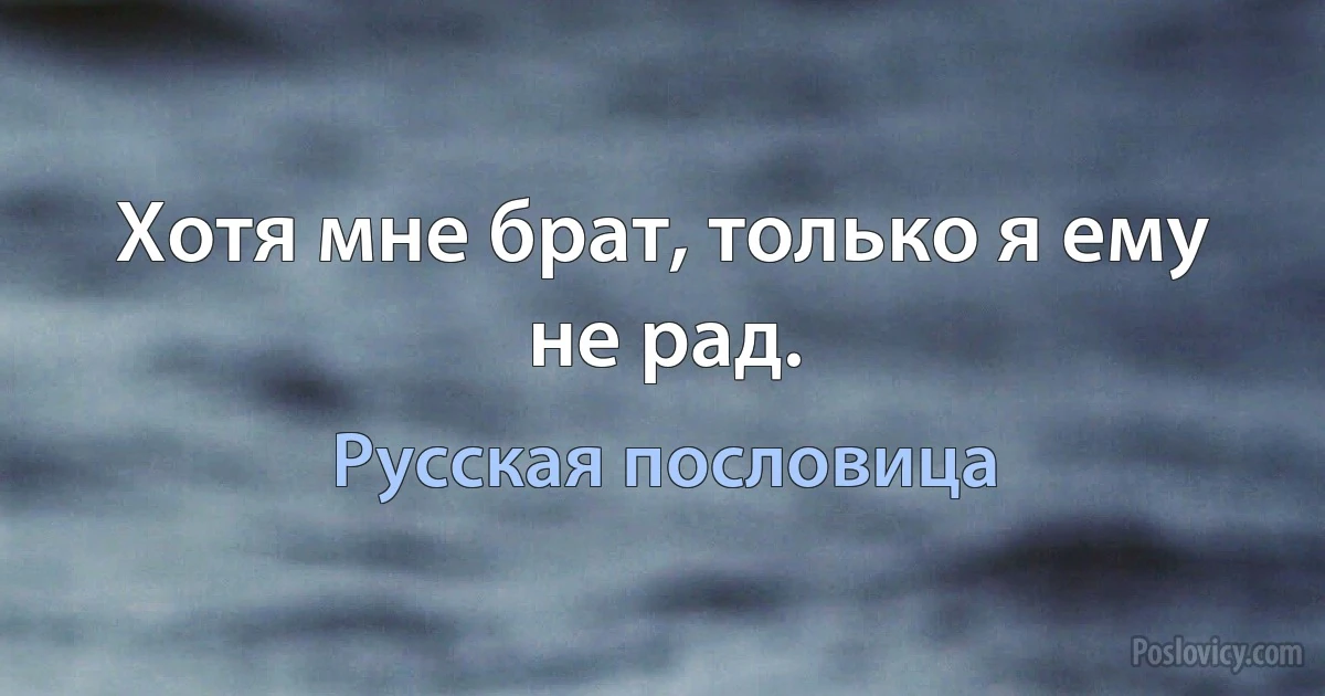 Хотя мне брат, только я ему не рад. (Русская пословица)