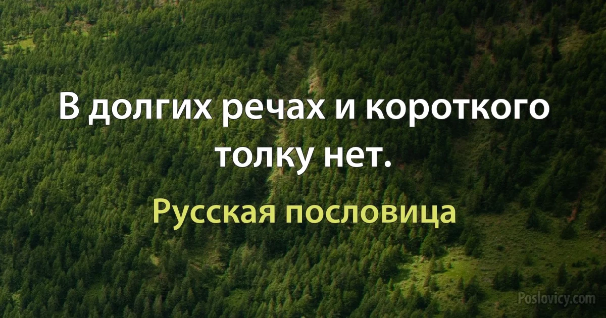 В долгих речах и короткого толку нет. (Русская пословица)