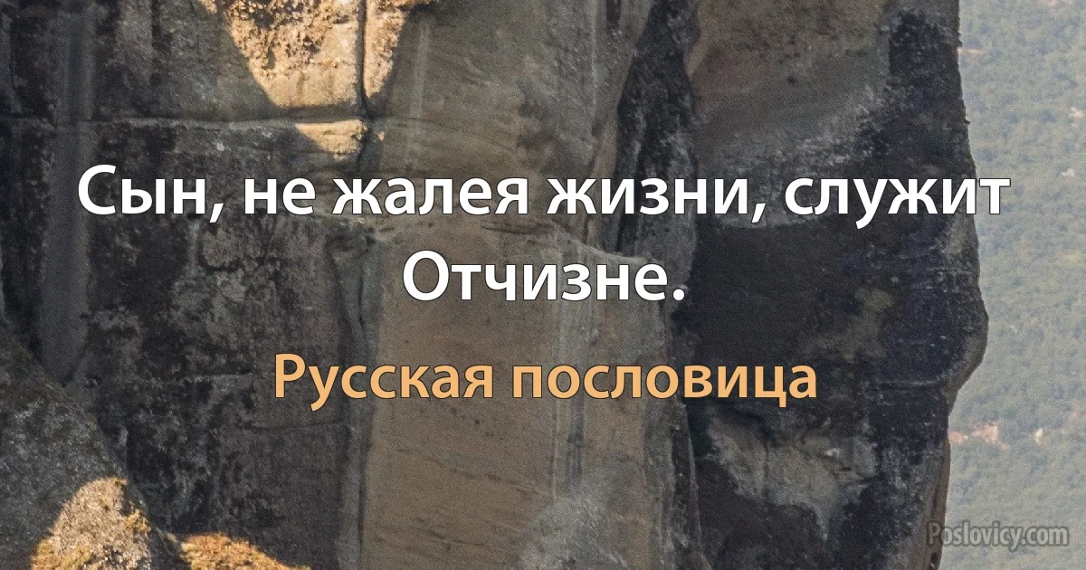 Сын, не жалея жизни, служит Отчизне. (Русская пословица)