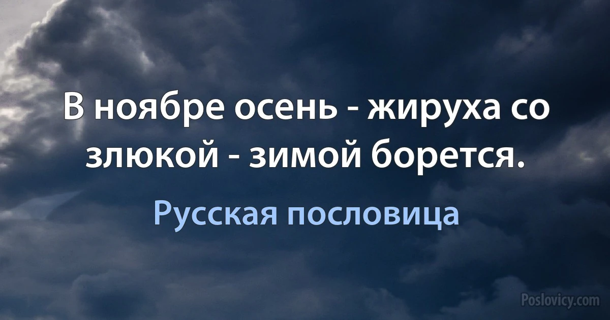 В ноябре осень - жируха со злюкой - зимой борется. (Русская пословица)