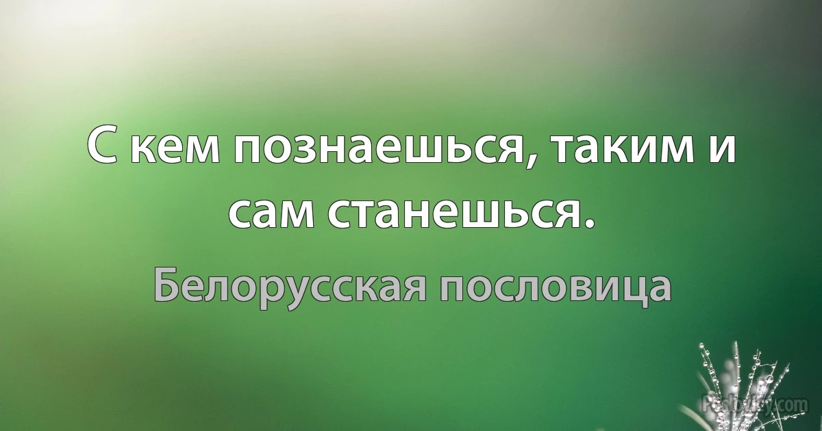 С кем познаешься, таким и сам станешься. (Белорусская пословица)