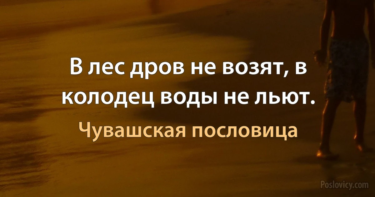 В лес дров не возят, в колодец воды не льют. (Чувашская пословица)