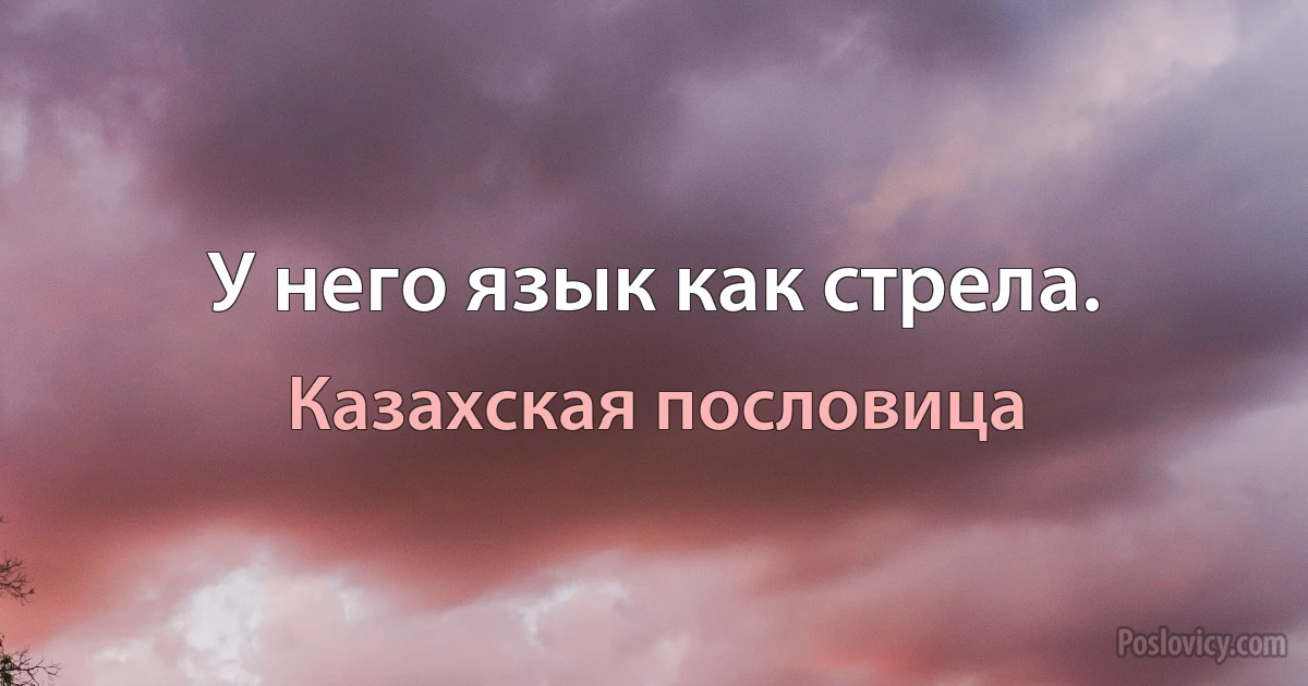 У него язык как стрела. (Казахская пословица)